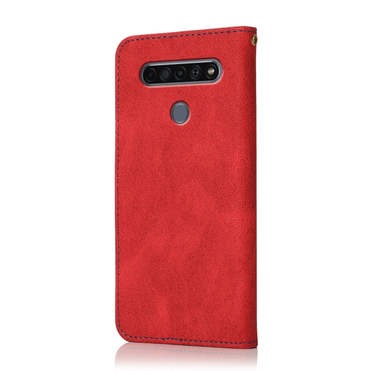 For LG K61 Dual-color Stitching Leather Phone Case