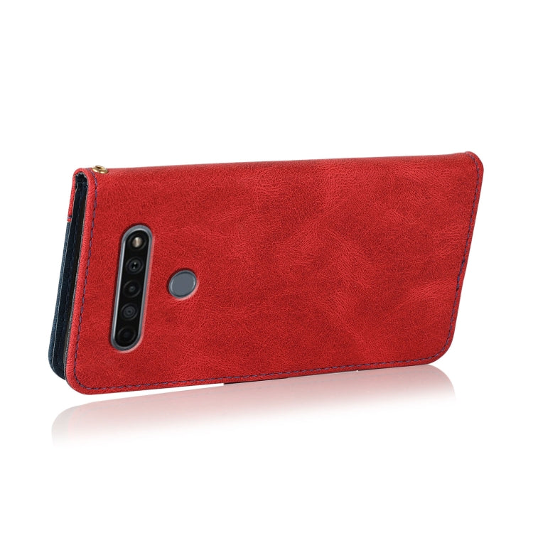 For LG K61 Dual-color Stitching Leather Phone Case