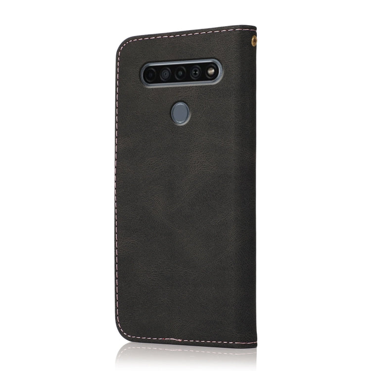 For LG K61 Dual-color Stitching Leather Phone Case