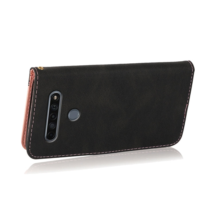 For LG K61 Dual-color Stitching Leather Phone Case