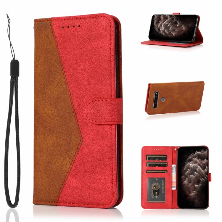 For LG K61 Dual-color Stitching Leather Phone Case