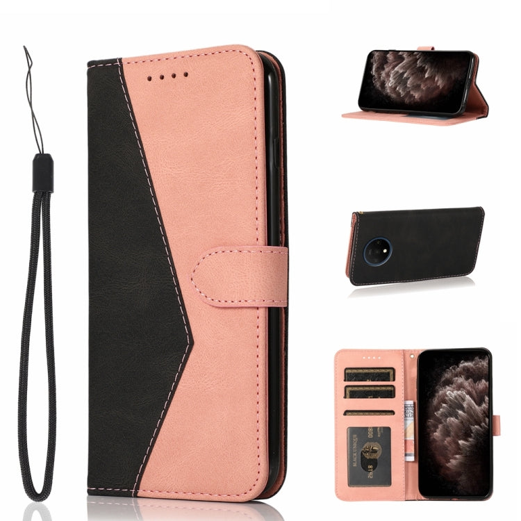 For OnePlus 7T Dual-color Stitching Leather Phone Case