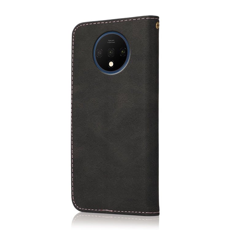 For OnePlus 7T Dual-color Stitching Leather Phone Case