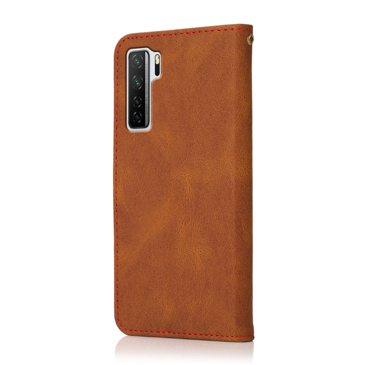 For Huawei P40 lite 5G Dual-color Stitching Leather Phone Case
