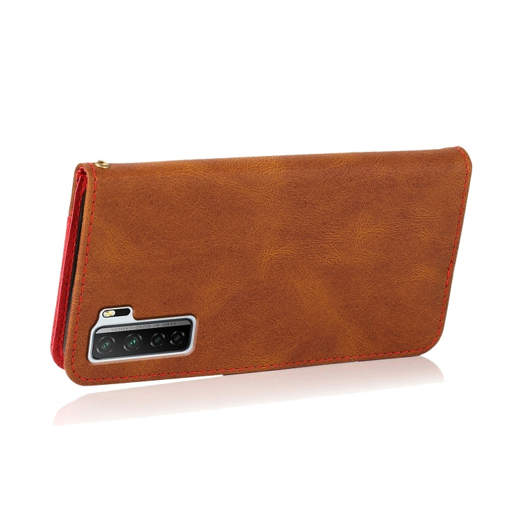 For Huawei P40 lite 5G Dual-color Stitching Leather Phone Case