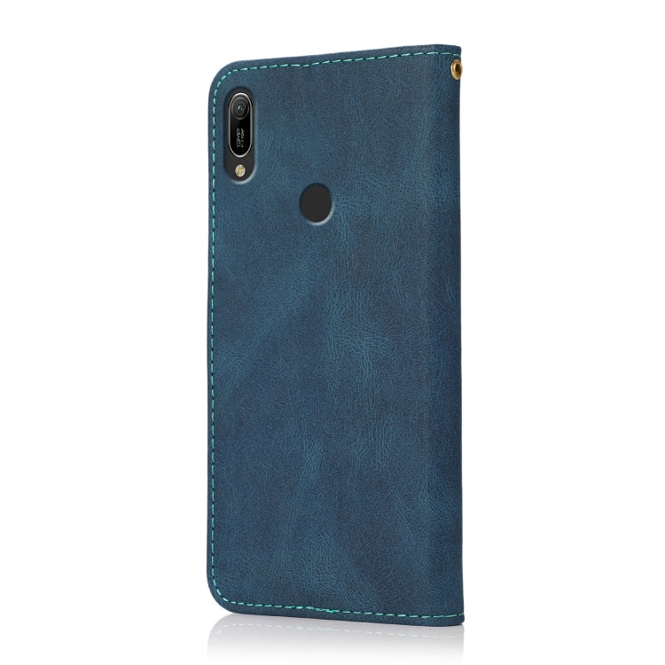 For Huawei Y6 2019 Dual-color Stitching Leather Phone Case