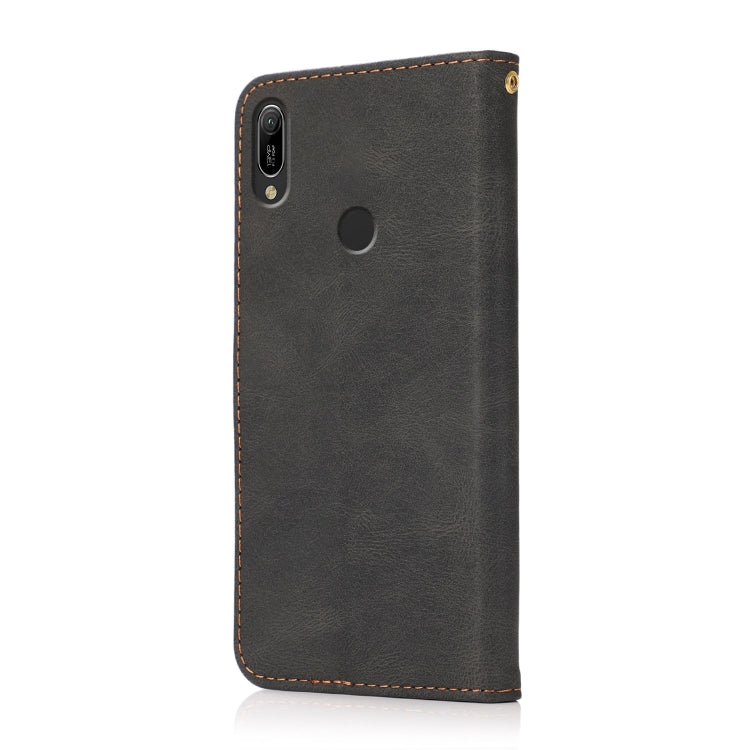 For Huawei Y6 2019 Dual-color Stitching Leather Phone Case
