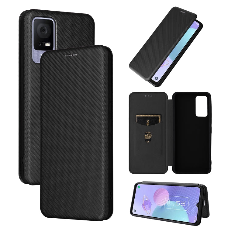 For TCL 408 Carbon Fiber Texture Flip Leather Phone Case