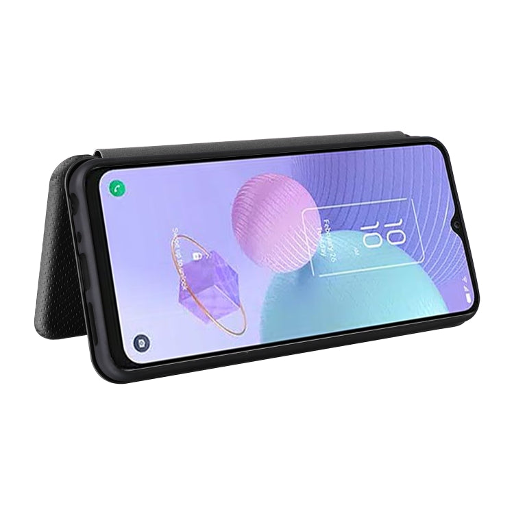 For TCL 408 Carbon Fiber Texture Flip Leather Phone Case