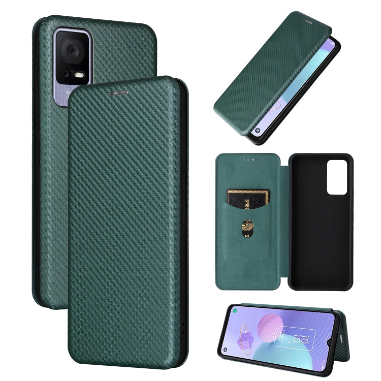 For TCL 408 Carbon Fiber Texture Flip Leather Phone Case