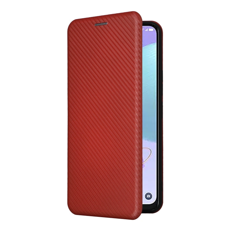 For TCL 408 Carbon Fiber Texture Flip Leather Phone Case