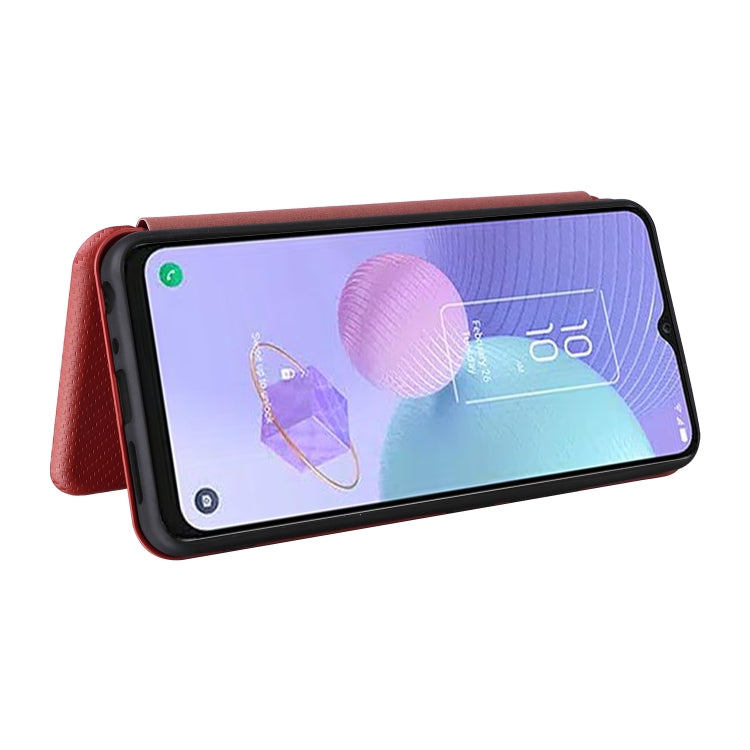 For TCL 408 Carbon Fiber Texture Flip Leather Phone Case