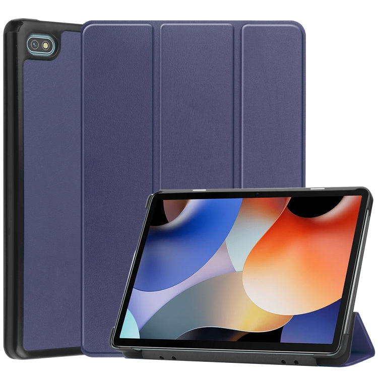 For Blackview Oscal Pad 10 Custer Pure Color 3-Fold Holder Smart Leather Tablet Case