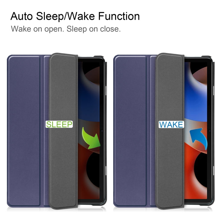 For Blackview Oscal Pad 10 Custer Pure Color 3-Fold Holder Smart Leather Tablet Case