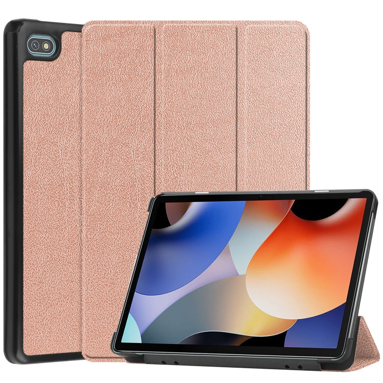 For Blackview Oscal Pad 10 Custer Pure Color 3-Fold Holder Smart Leather Tablet Case
