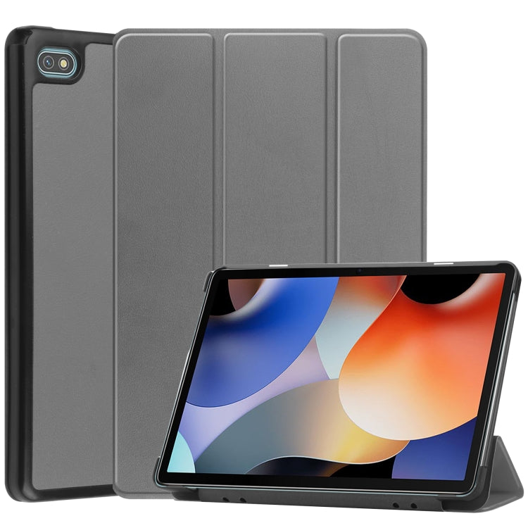 For Blackview Oscal Pad 10 Custer Pure Color 3-Fold Holder Smart Leather Tablet Case