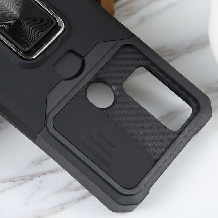 For Motorola Moto G Play 2023 Camera Shield Card Slot Phone Case with Ring Holder