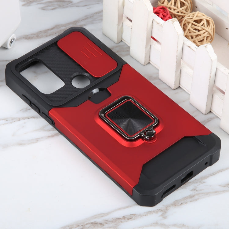 For Motorola Moto G Play 2023 Camera Shield Card Slot Phone Case with Ring Holder