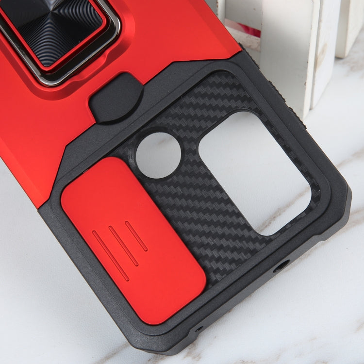 For Motorola Moto G Play 2023 Camera Shield Card Slot Phone Case with Ring Holder
