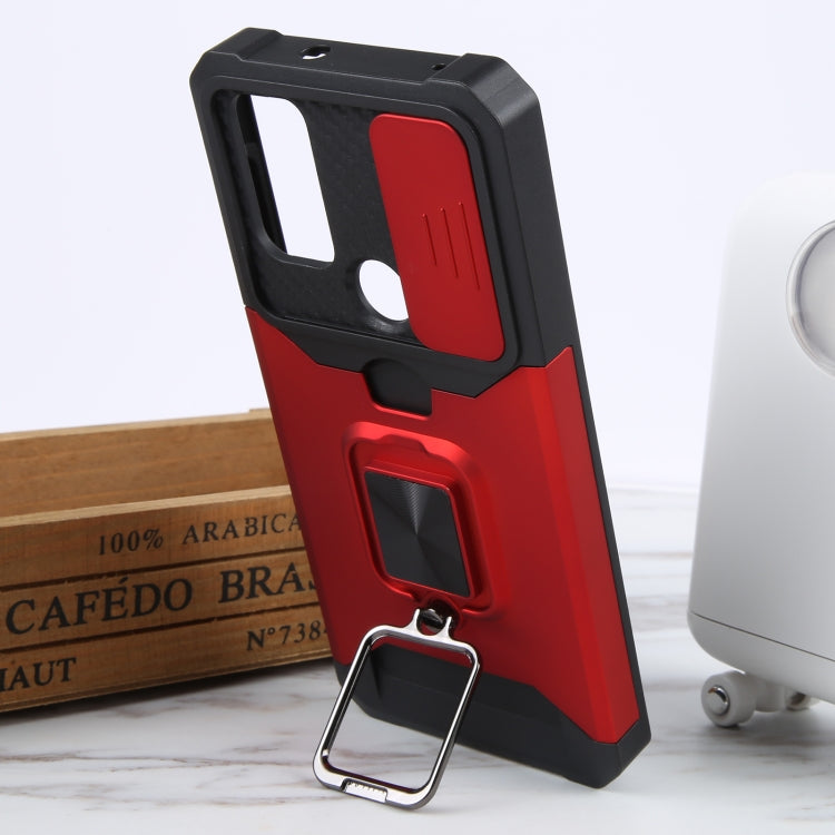 For Motorola Moto G Play 2023 Camera Shield Card Slot Phone Case with Ring Holder