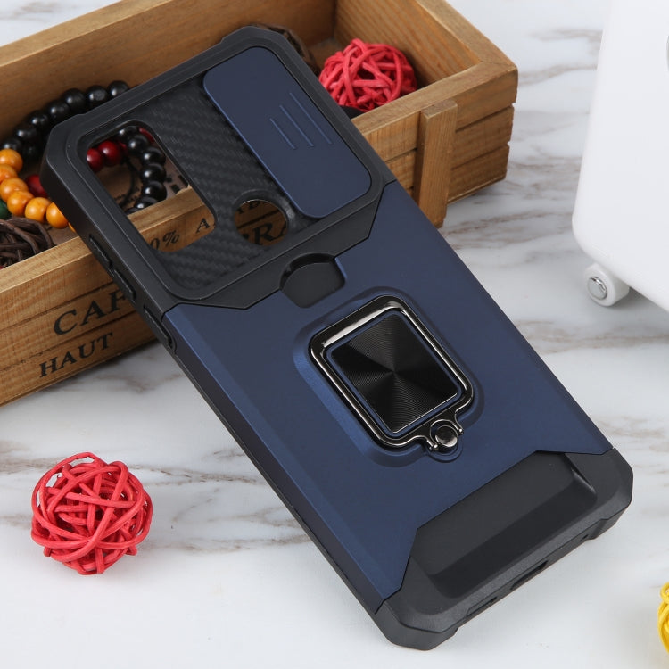 For Motorola Moto G Play 2023 Camera Shield Card Slot Phone Case with Ring Holder