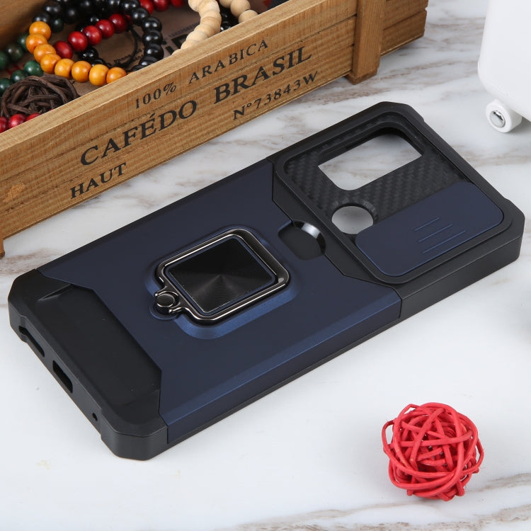 For Motorola Moto G Play 2023 Camera Shield Card Slot Phone Case with Ring Holder