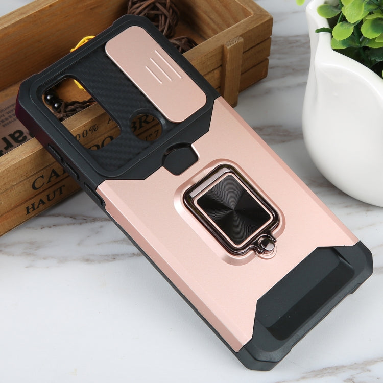 For Motorola Moto G Play 2023 Camera Shield Card Slot Phone Case with Ring Holder