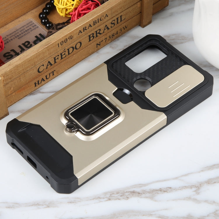 For Motorola Moto G Play 2023 Camera Shield Card Slot Phone Case with Ring Holder