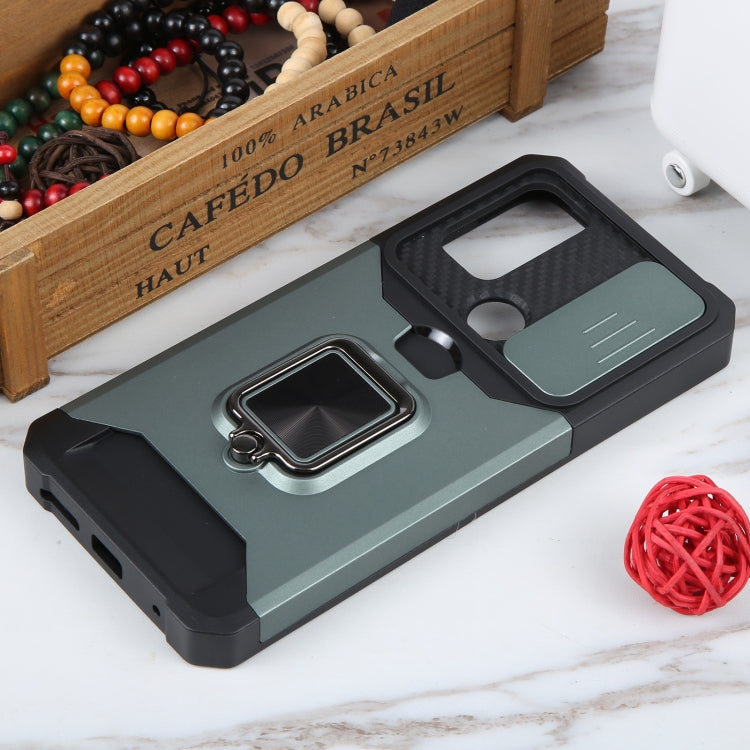 For Motorola Moto G Play 2023 Camera Shield Card Slot Phone Case with Ring Holder
