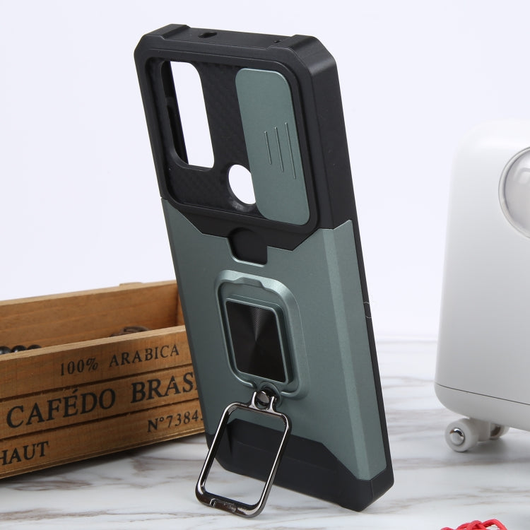 For Motorola Moto G Play 2023 Camera Shield Card Slot Phone Case with Ring Holder
