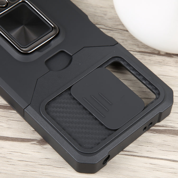 For Xiaomi Redmi Note 12 5G / Poco X5 Camera Shield Card Slot Phone Case with Ring Holder