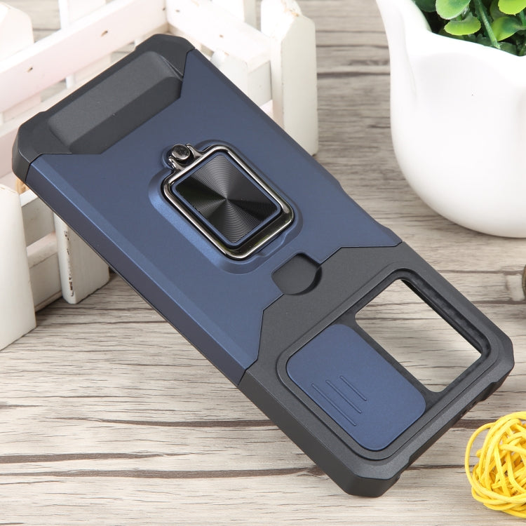 For Xiaomi Redmi Note 12 5G / Poco X5 Camera Shield Card Slot Phone Case with Ring Holder
