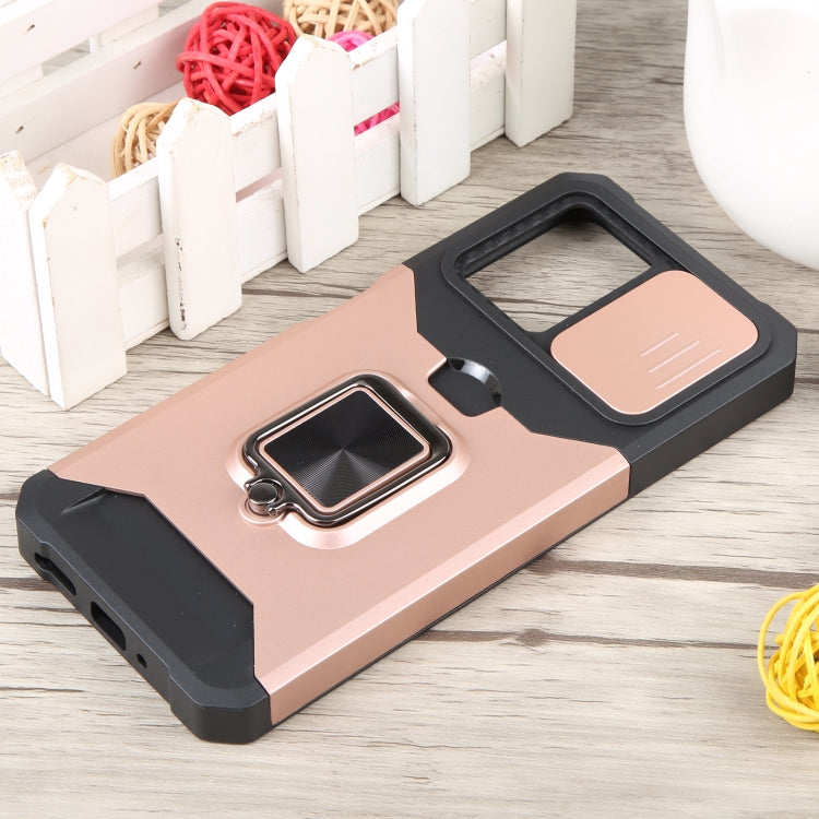 For Xiaomi Redmi Note 12 5G / Poco X5 Camera Shield Card Slot Phone Case with Ring Holder