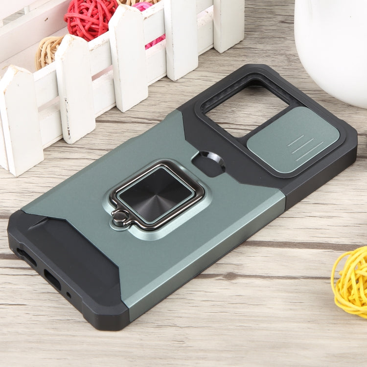For Xiaomi Redmi Note 12 5G / Poco X5 Camera Shield Card Slot Phone Case with Ring Holder