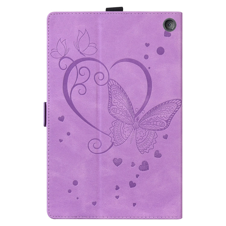 For Amazon Kindle Fire 7 2022 Love Butterfly Pattern Leather Tablet Case with Holder & Sleep