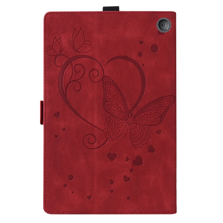For Amazon Kindle Fire 7 2022 Love Butterfly Pattern Leather Tablet Case with Holder & Sleep