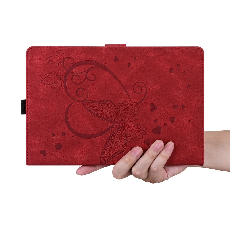 For Amazon Kindle Fire 7 2022 Love Butterfly Pattern Leather Tablet Case with Holder & Sleep