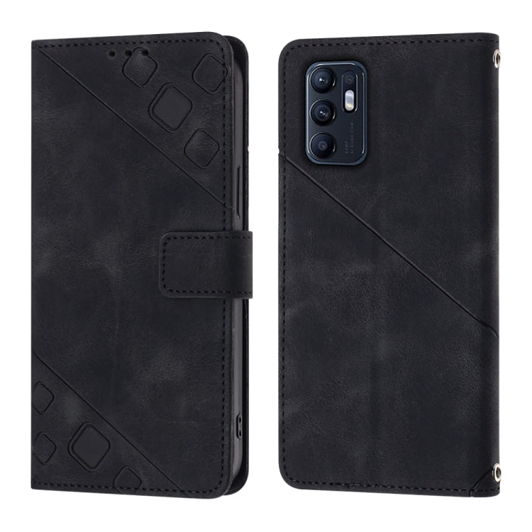 For OPPO Reno6 5G Skin-feel Embossed Leather Phone Case