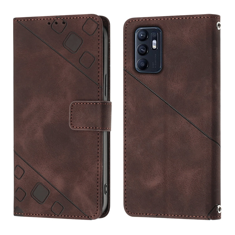 For OPPO Reno6 5G Skin-feel Embossed Leather Phone Case
