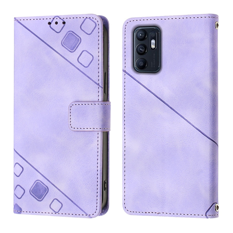 For OPPO Reno6 5G Skin-feel Embossed Leather Phone Case