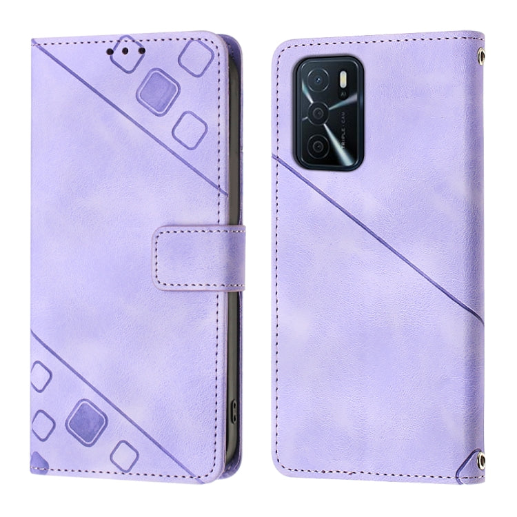 For OPPO A16 / A54S Skin-feel Embossed Leather Phone Case