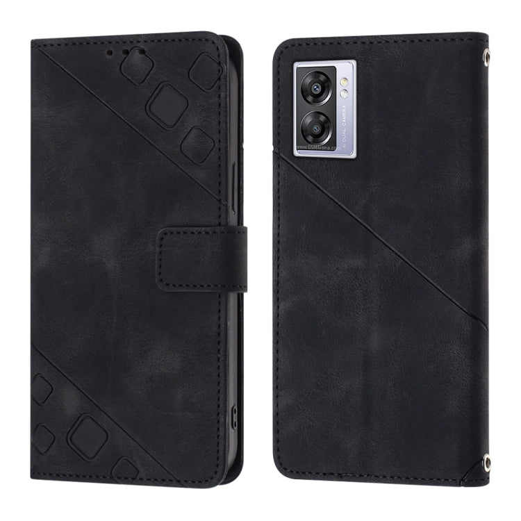 For OPPO A57 5G 2022 / Realme V23 / Narzo 50 5G / A77 5G / K10 5G Global / A57 4G / V23i Skin-feel Embossed Leather Phone Case