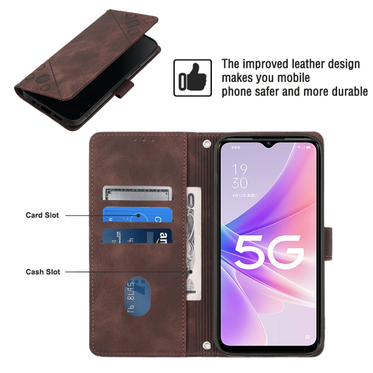 For OPPO A57 5G 2022 / Realme V23 / Narzo 50 5G / A77 5G / K10 5G Global / A57 4G / V23i Skin-feel Embossed Leather Phone Case