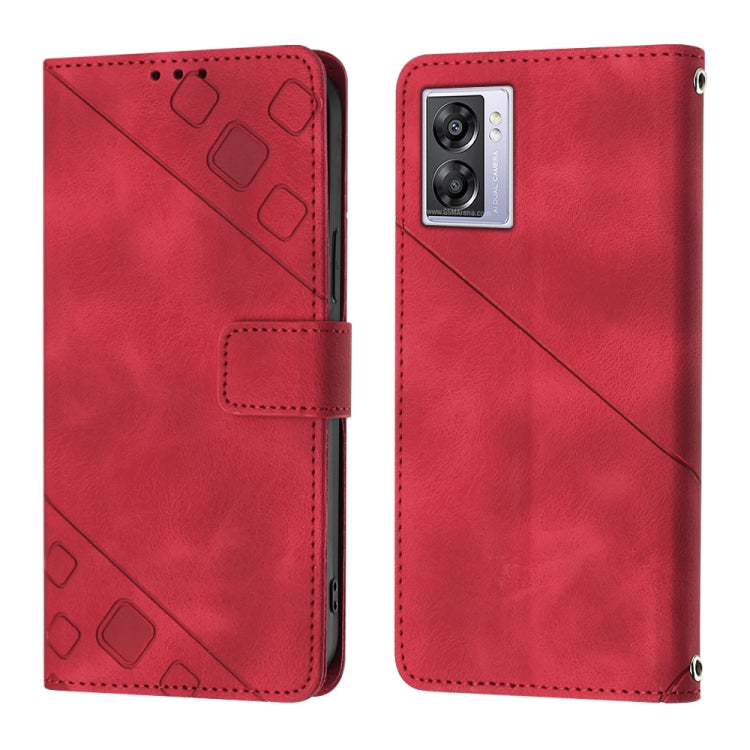 For OPPO A57 5G 2022 / Realme V23 / Narzo 50 5G / A77 5G / K10 5G Global / A57 4G / V23i Skin-feel Embossed Leather Phone Case