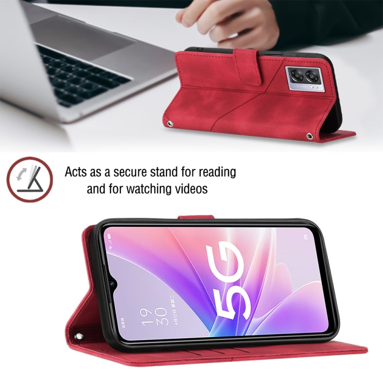 For OPPO A57 5G 2022 / Realme V23 / Narzo 50 5G / A77 5G / K10 5G Global / A57 4G / V23i Skin-feel Embossed Leather Phone Case