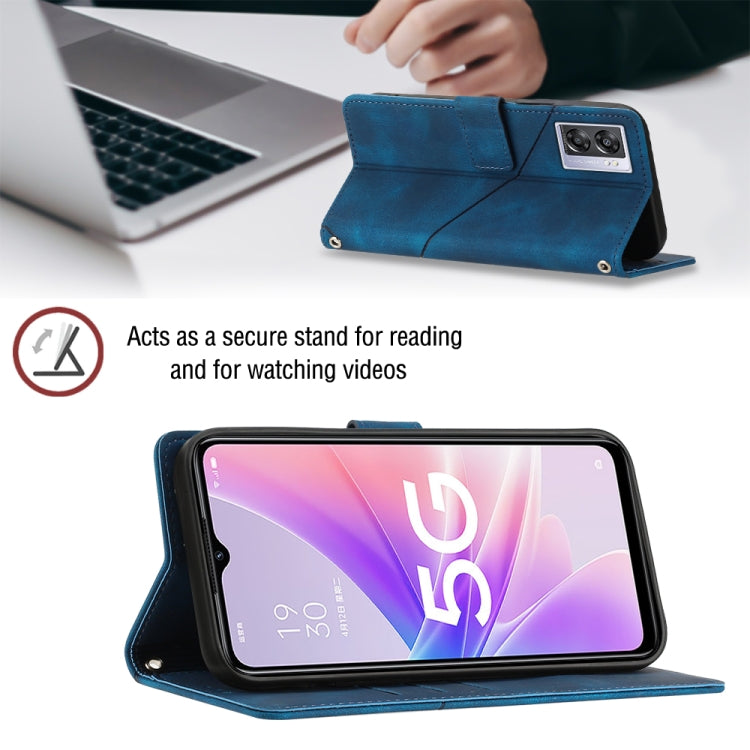 For OPPO A57 5G 2022 / Realme V23 / Narzo 50 5G / A77 5G / K10 5G Global / A57 4G / V23i Skin-feel Embossed Leather Phone Case