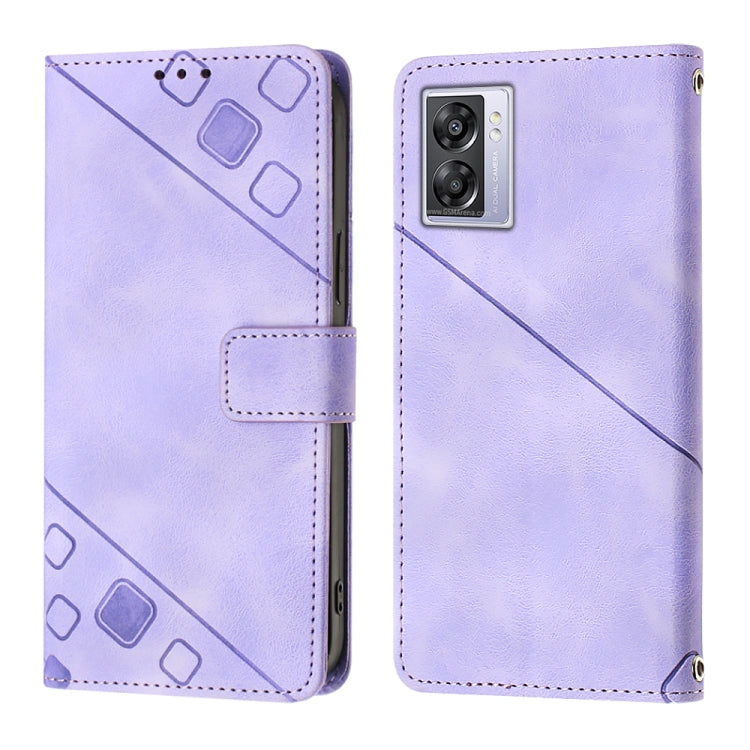 For OPPO A57 5G 2022 / Realme V23 / Narzo 50 5G / A77 5G / K10 5G Global / A57 4G / V23i Skin-feel Embossed Leather Phone Case