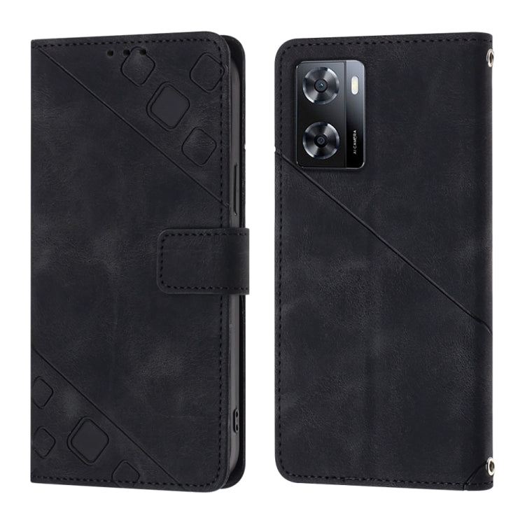 For OPPO A57E 5G Skin-feel Embossed Leather Phone Case