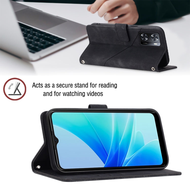 For OPPO A57E 5G Skin-feel Embossed Leather Phone Case