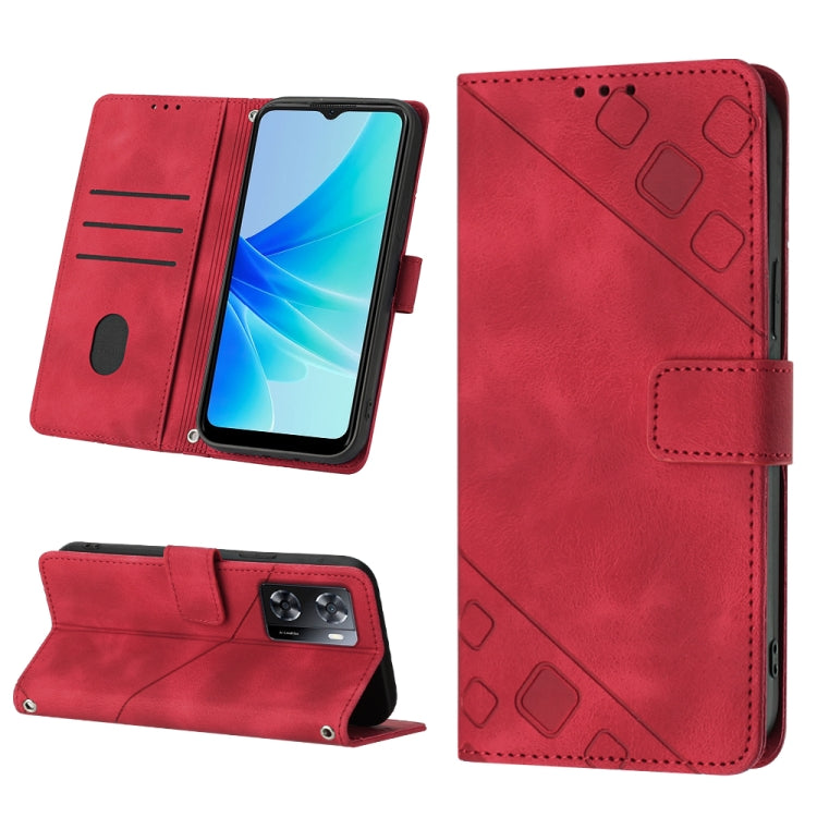 For OPPO A57E 5G Skin-feel Embossed Leather Phone Case